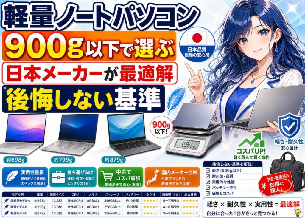 【2025年】軽量ノートパソコン！国内メーカーvs海外メーカー