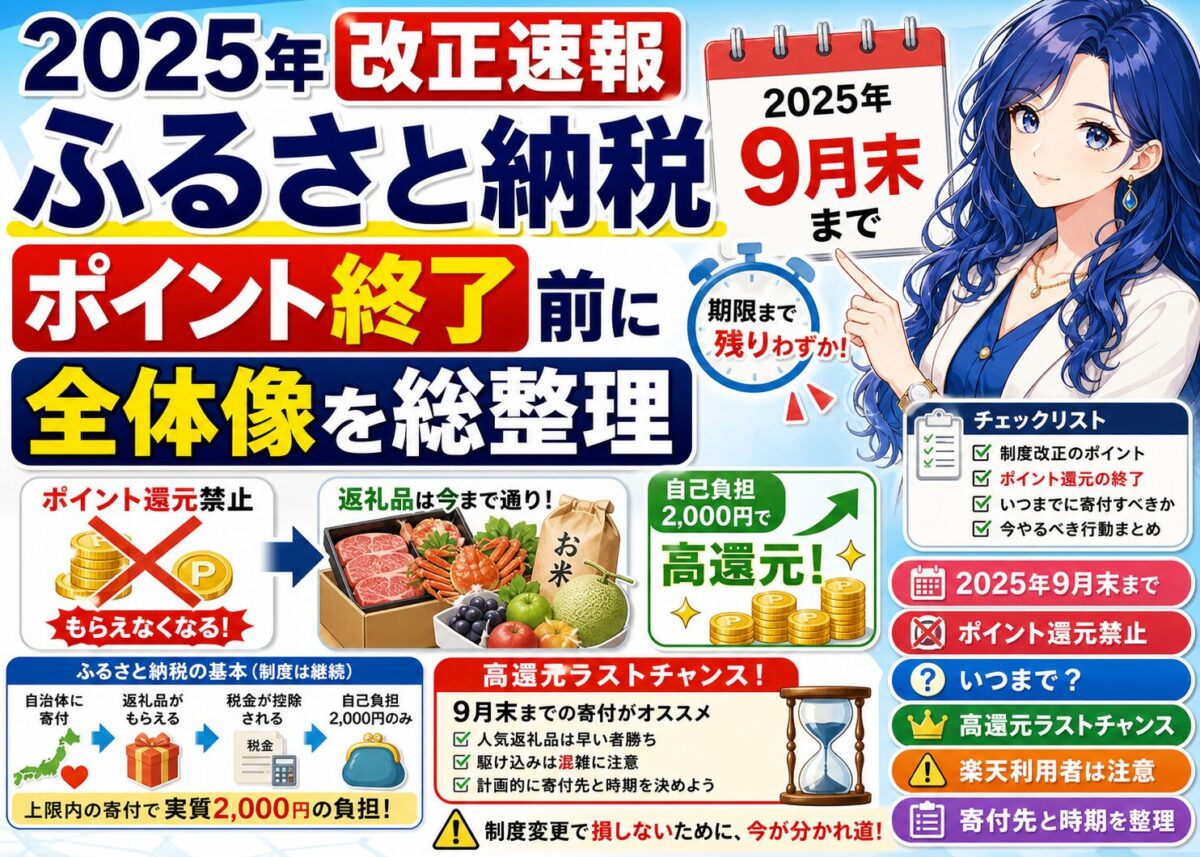 【令和7年9月30日】緊急！ふるさと納税のポイント還元終了