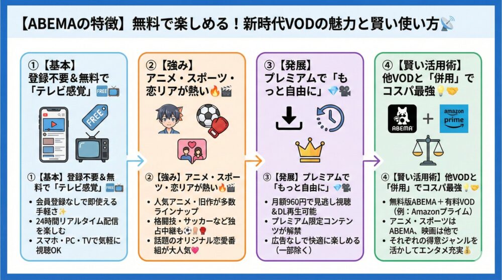 【ABEMAの特徴】アニメ/スポーツを無料で楽しめる新時代VODの魅力📡