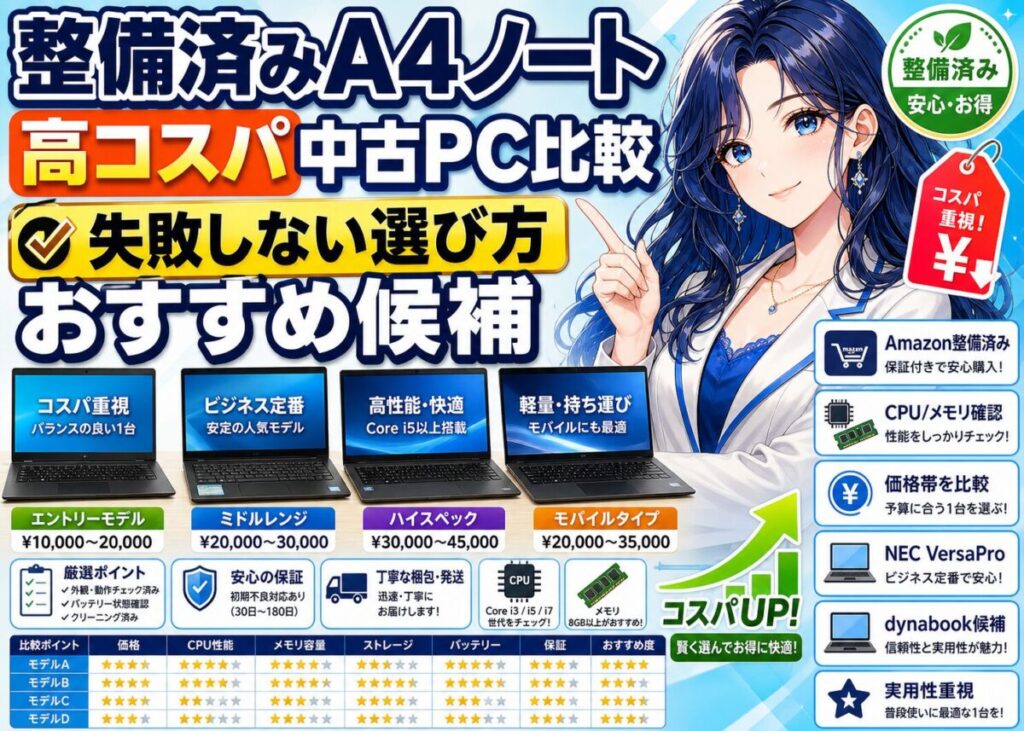 【高コスパA4ノート】VersaPro VK23TX/dynabook B55/B35！