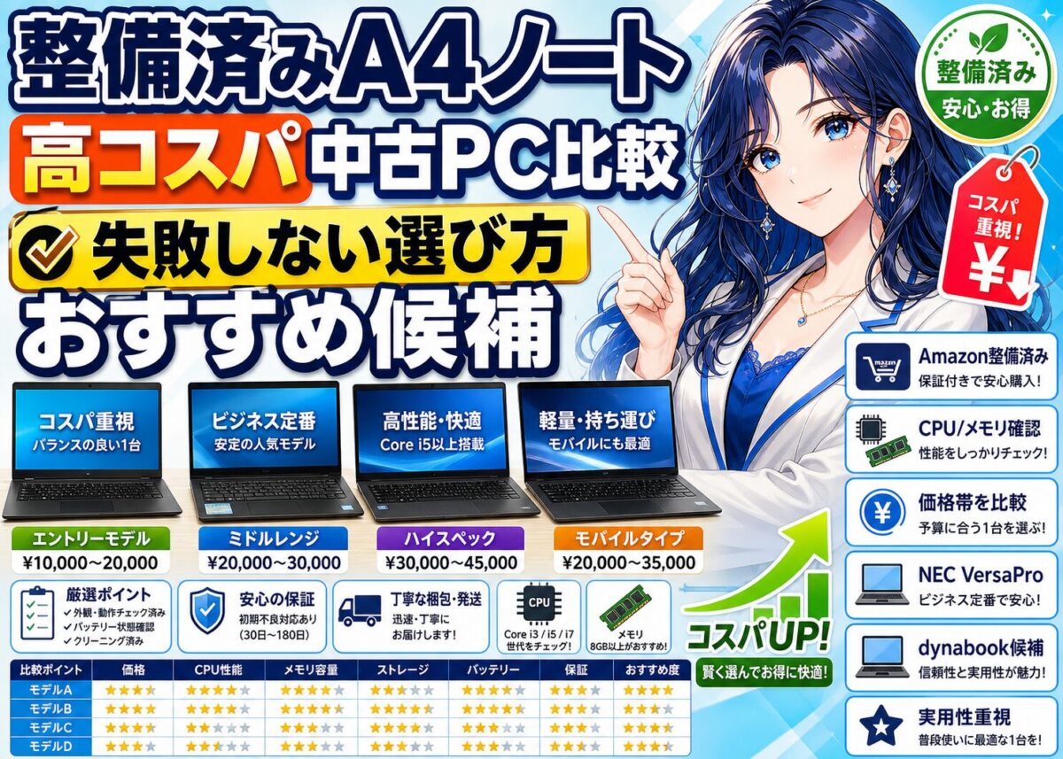 【高コスパA4ノート】VersaPro VK23TX/dynabook B55/B35！