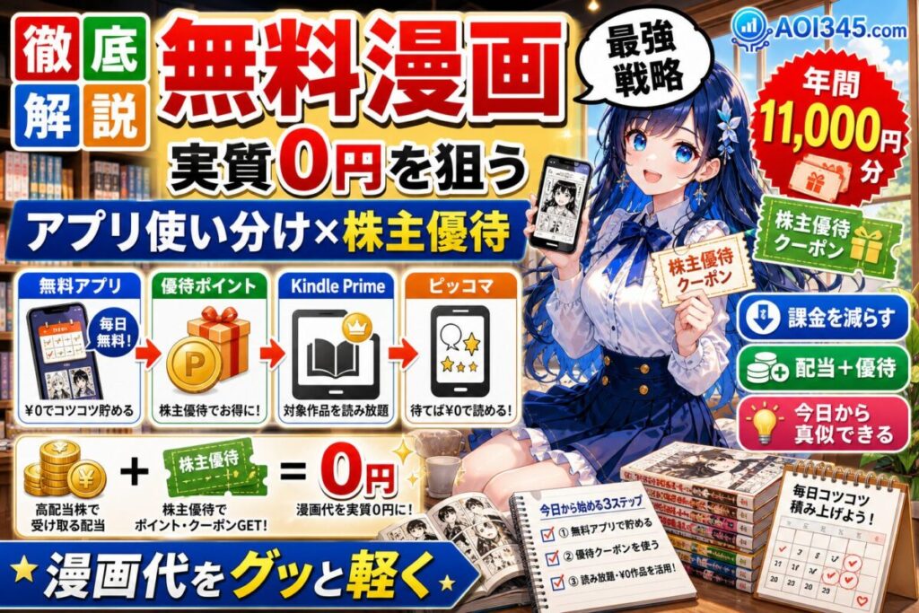 【無料コミック毎年1万円】Renta株主優待で無料漫画を楽しむ