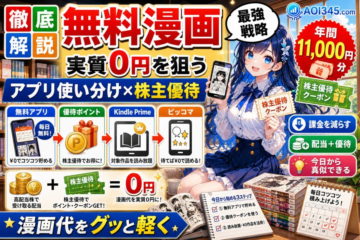 【無料コミック毎年1万円】Renta株主優待で無料漫画を楽しむ