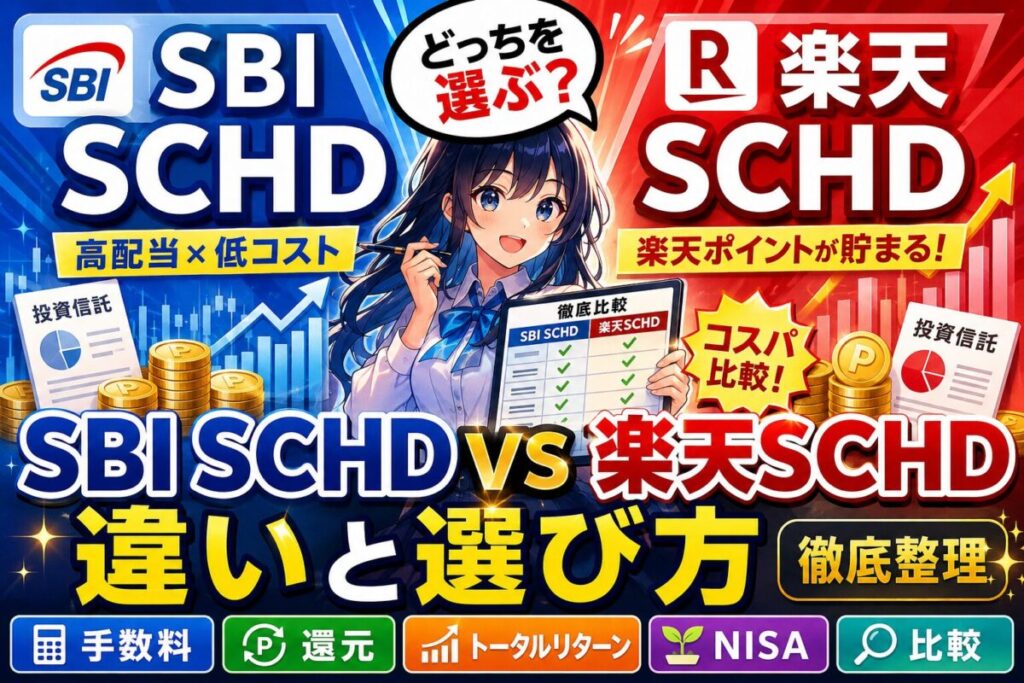 【知らないと損】SBI SCHDvs楽天SCHD 高配当投信コスパ比較