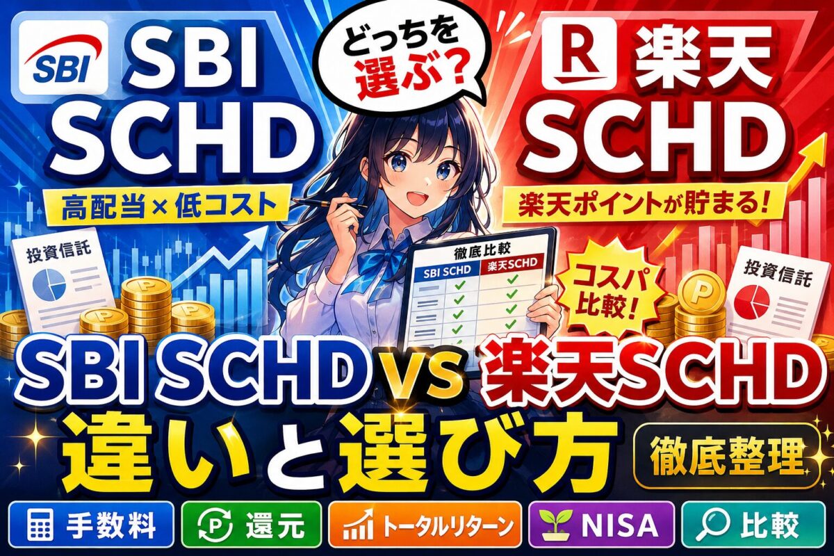 【知らないと損】SBI SCHDvs楽天SCHD 高配当投信コスパ比較