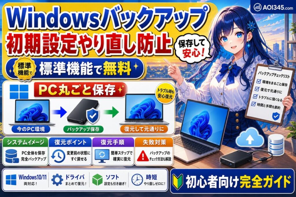 【完全無料】Windows標準機能でPC丸ごとバックアップ/復元