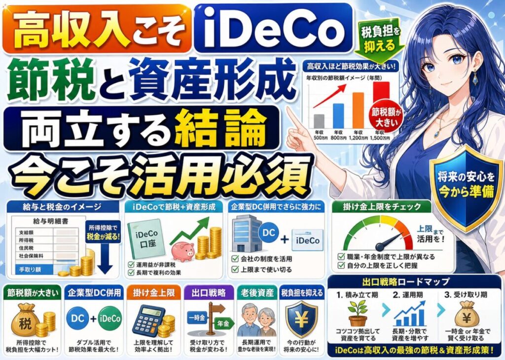 【高収入こそ得】高い税率ならiDeCoで年間10万円以上の節税