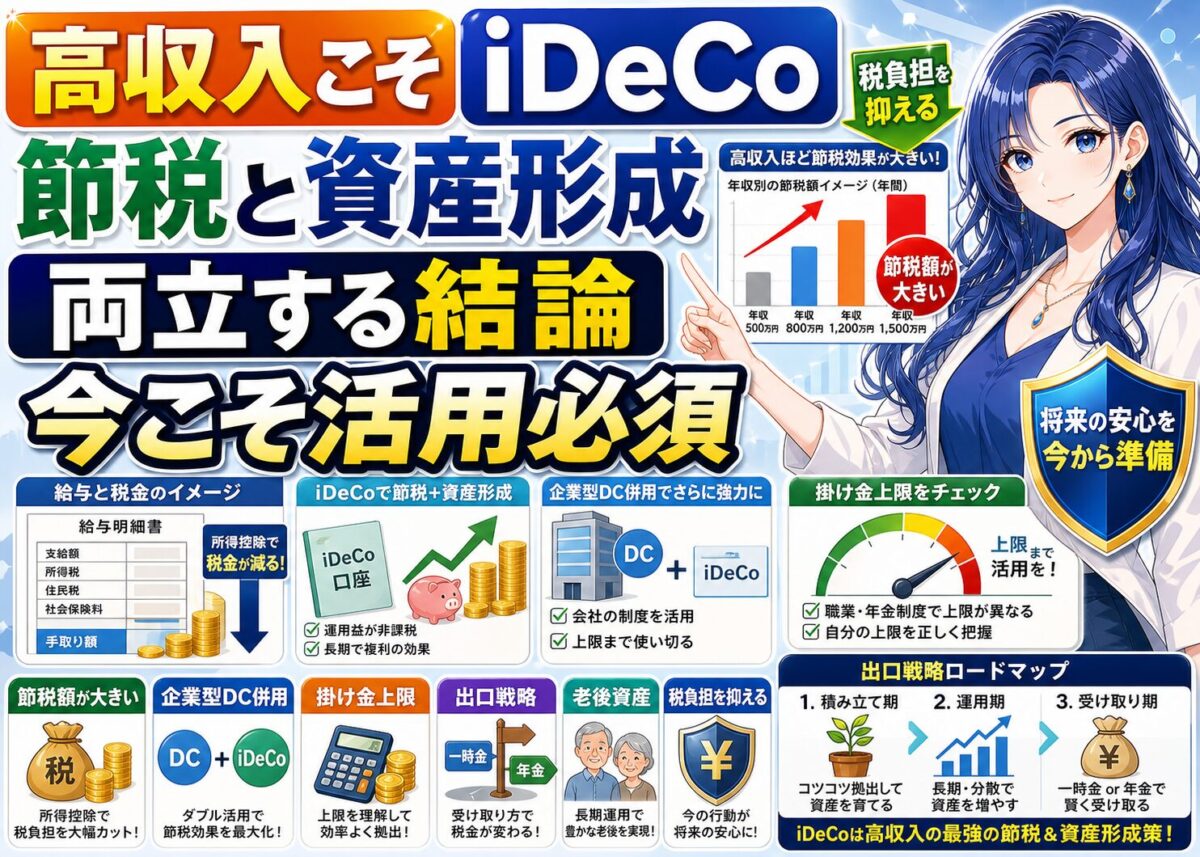 【高収入こそ得】高い税率ならiDeCoで年間10万円以上の節税