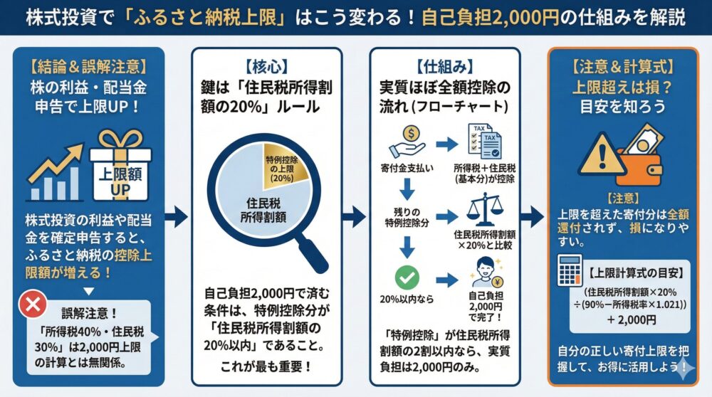 【出典あり】株式投資の利益でふるさと納税の上限はこう変わる