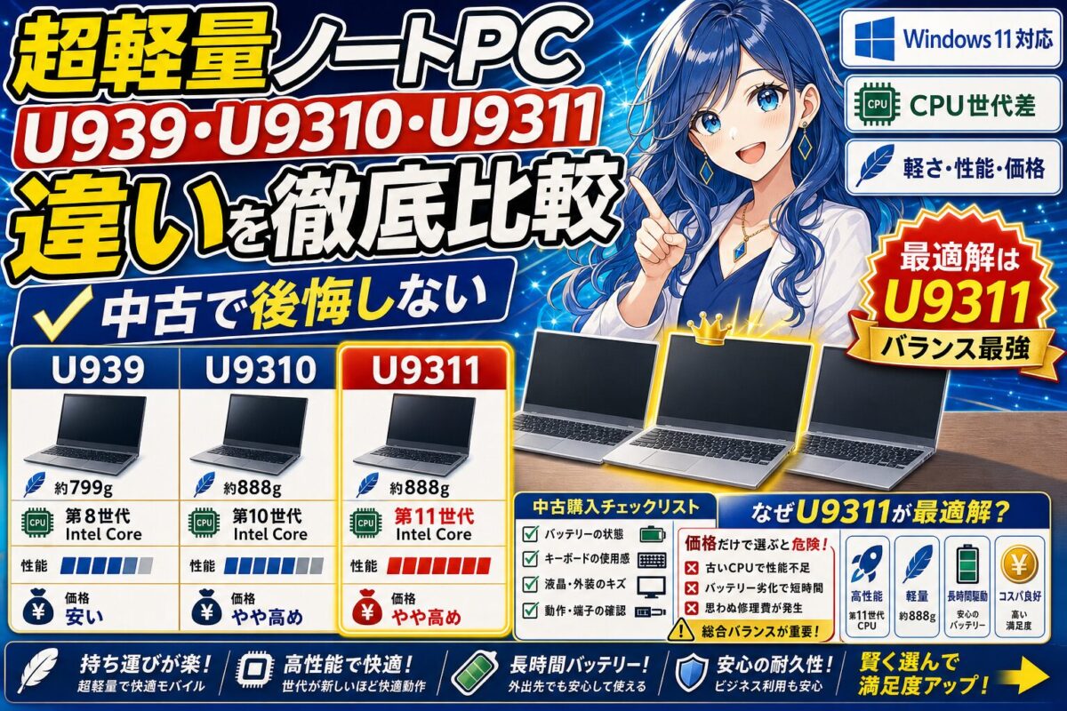 【仕様比較表】LIFEBOOK U939/S U9310/D U9311/Fの違い