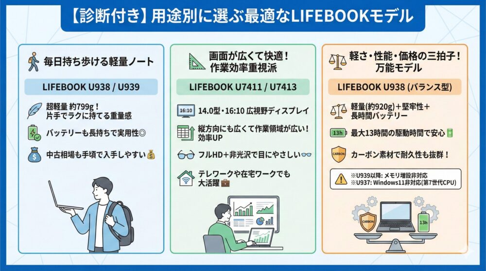 🎯【診断付き】用途別に選ぶ最適なLIFEBOOKモデル