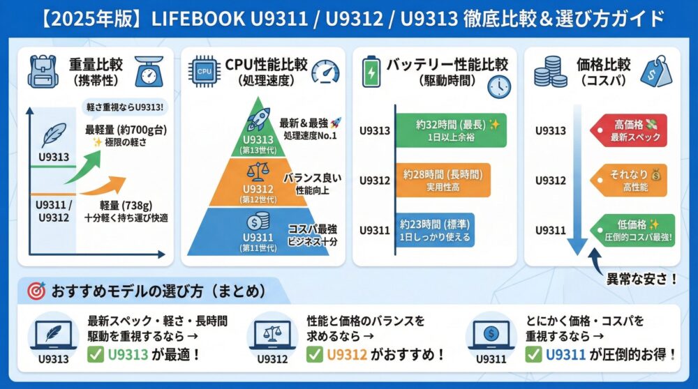 【2025年】U9311/U9312/U9313の違いを徹底比較|おすすめモデルの選び方