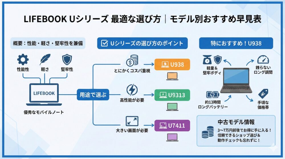 💼【まとめ】LIFEBOOKの最適な選び方｜モデル別おすすめ早見表付き