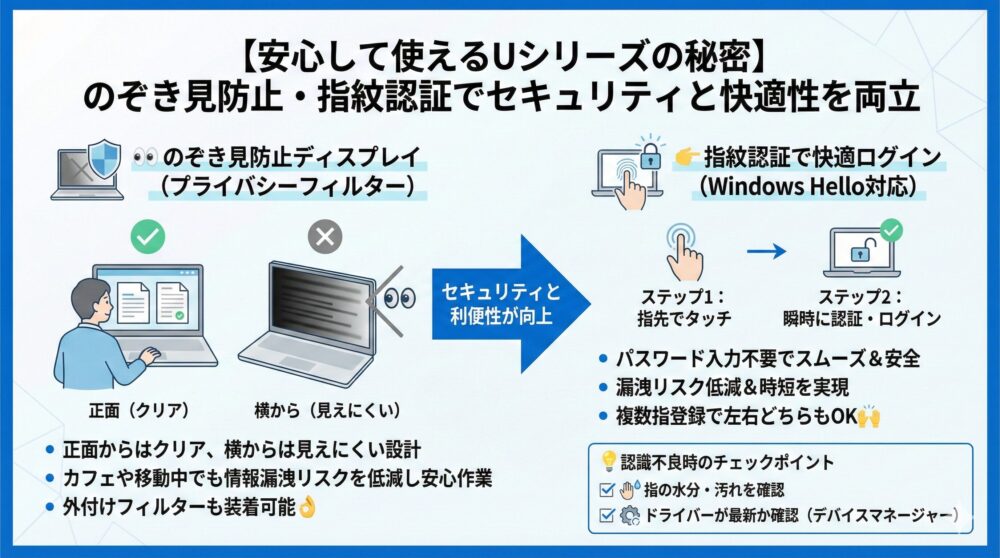 🔐【のぞき見防止・指紋認証】安心して使えるUシリーズの秘密