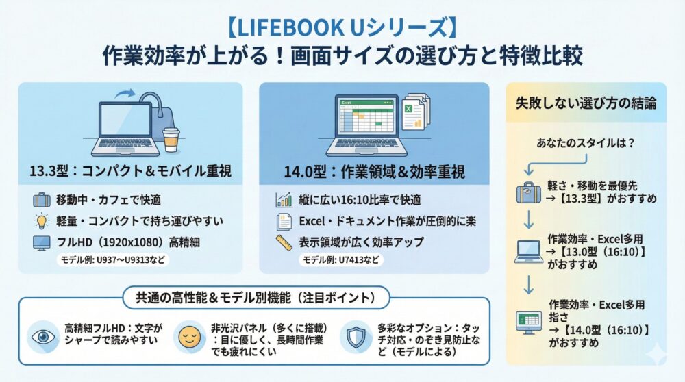 📺【画面サイズ比較】作業効率が上がるUシリーズの画面選び方
