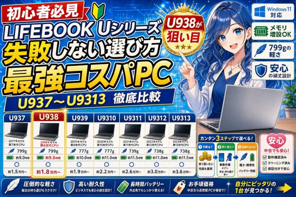 【Uシリーズ10年比較】Fujitsu Lifebook 高性能＆超軽量PC