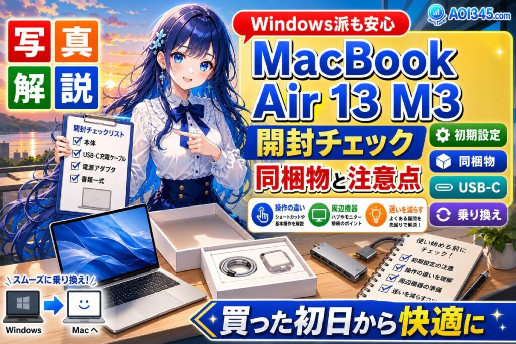 【写真】Windowsユーザー向けMacBookAir13 M3開封レビュー