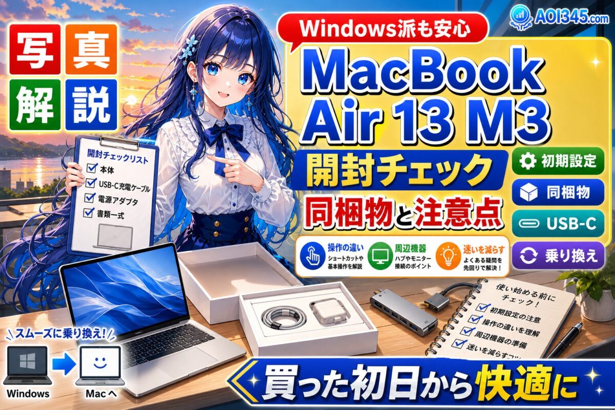【写真】Windowsユーザー向けMacBookAir13 M3開封レビュー