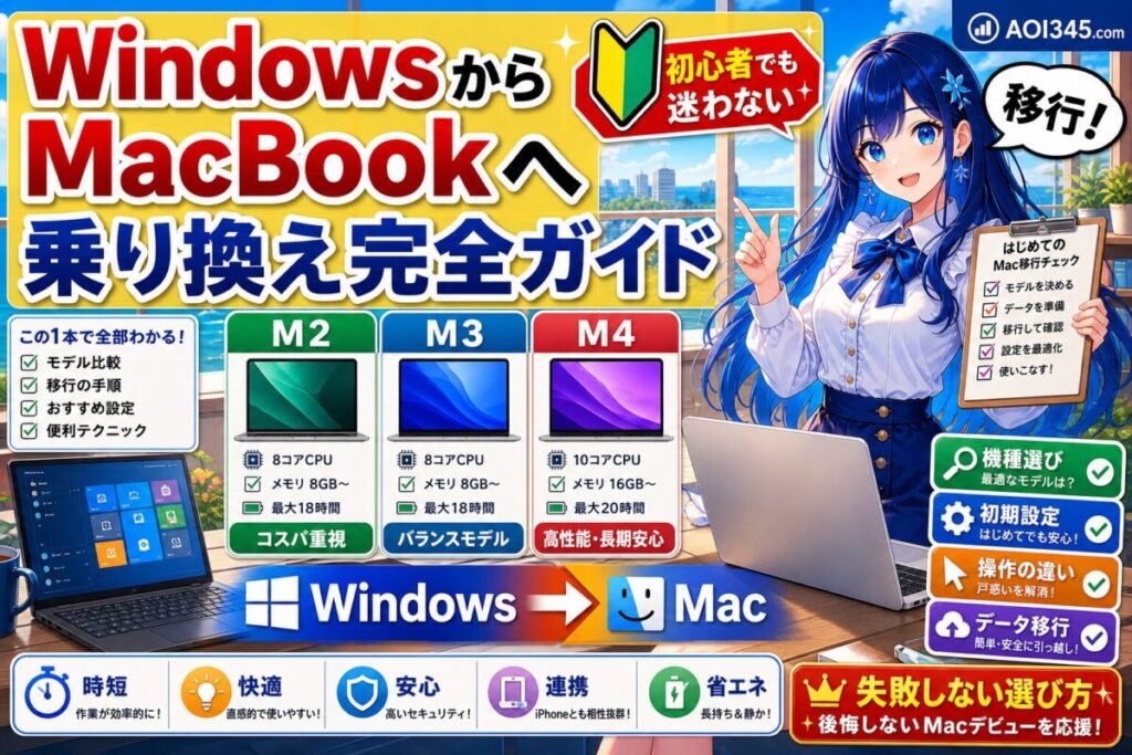 【完全ガイド】WindowsからMacBook Air M2/M3/M4に乗り換え
