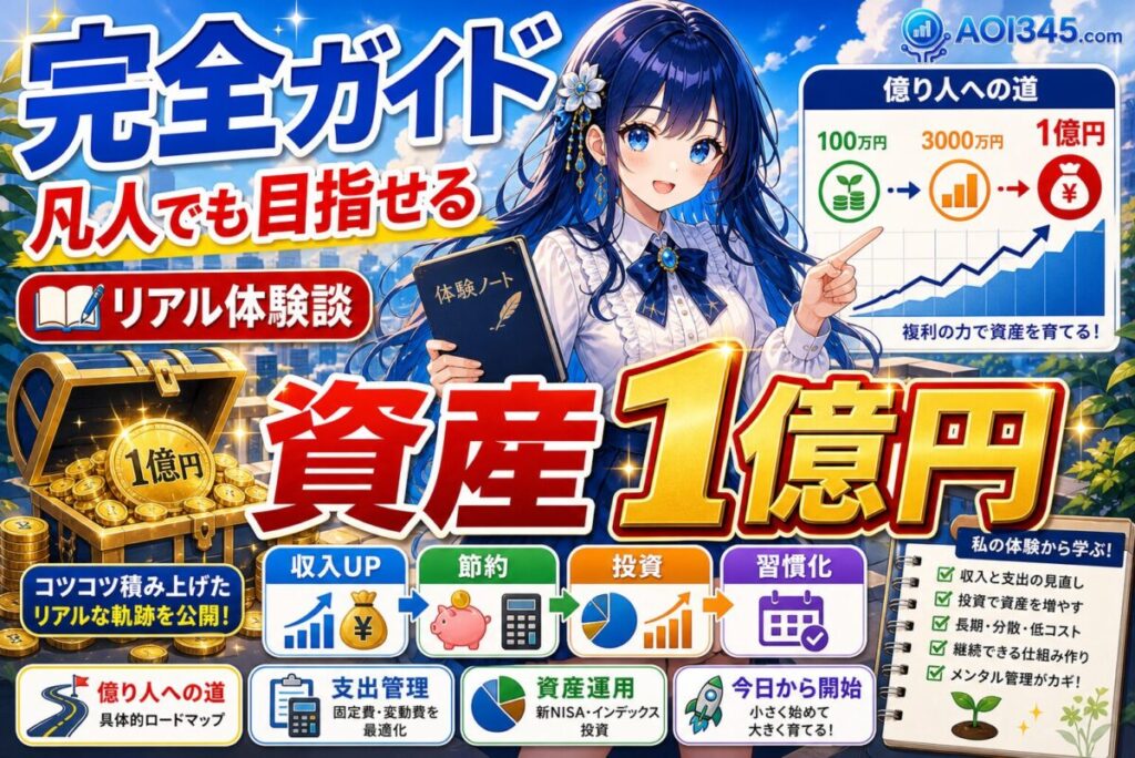 【完全ガイド】凡人でも資産1億！リアル体験と収入/節約/投資