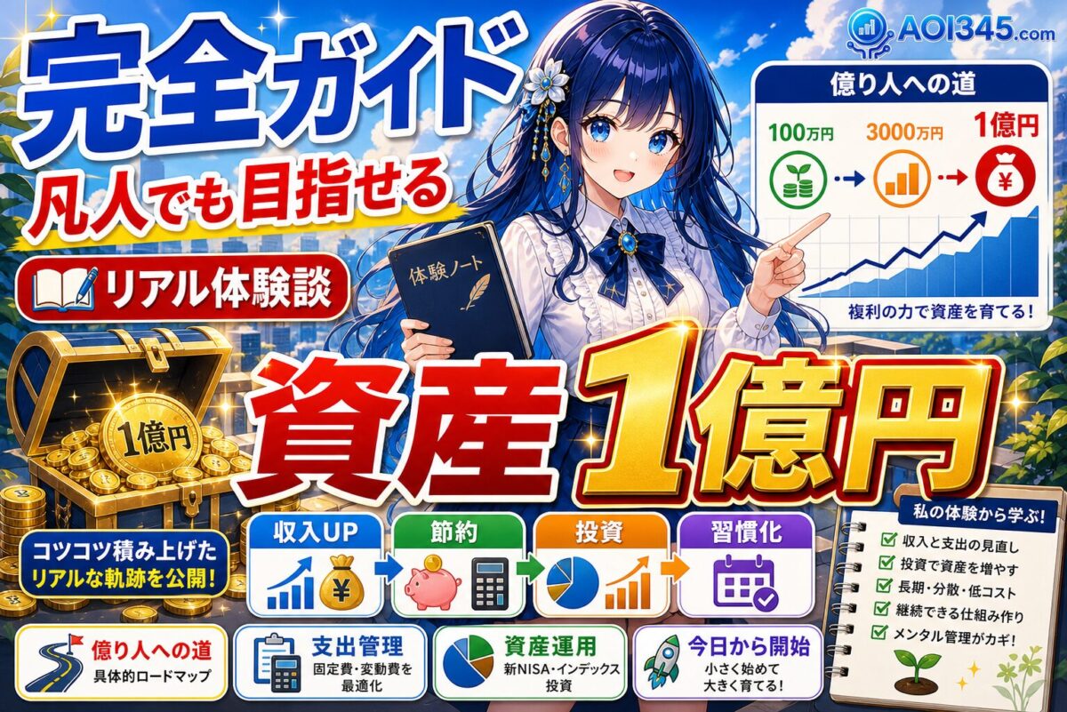 【完全ガイド】凡人でも資産1億！リアル体験と収入/節約/投資
