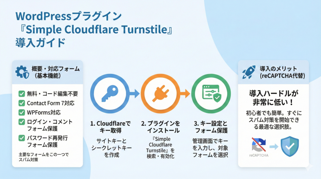 【WordPressプラグイン】Turnstile導入に最適な無料ツール解説🔧