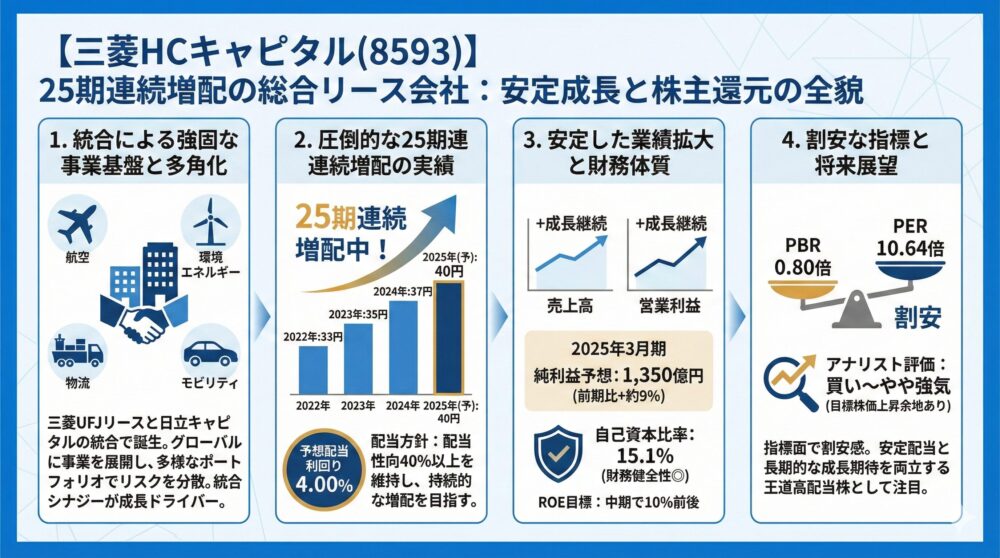 【三菱HCキャピタル(8593)】25期連続増配が続く注目の高配当株📈