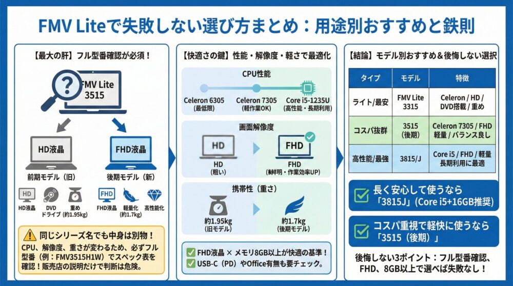 ✅ まとめ｜FMV Liteで失敗しない/用途別おすすめ