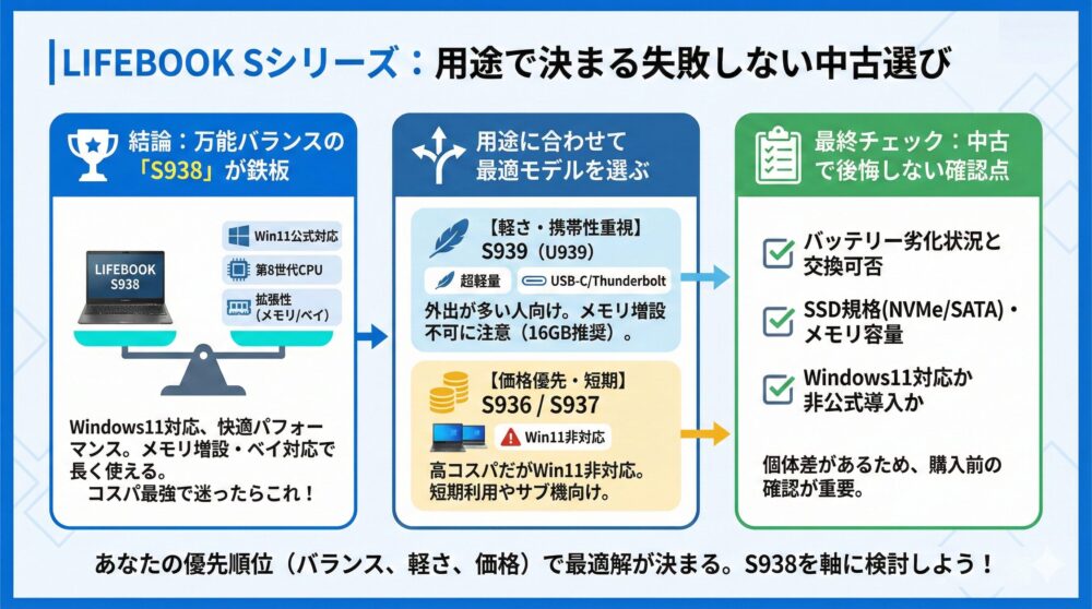 🏁【まとめ】LIFEBOOK Sシリーズは用途で正解が決まる！失敗しない選び方