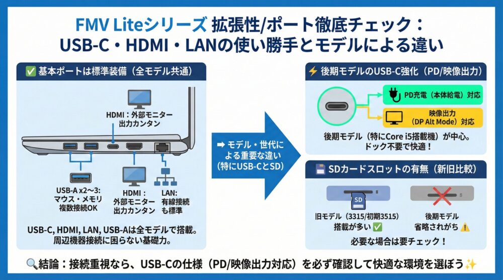 【ポート確認必須】USB-C/HDMI/LANの使い勝手で後悔しない選び方🔌