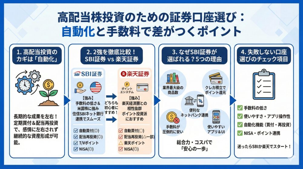 【証券口座の選び方】高配当は自動化/手数料で差がつくポイント🏦