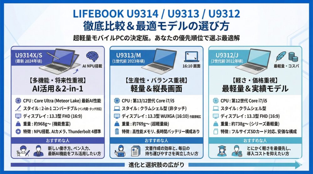 🧩【徹底比較】U9314/U9313/U9312の違いと最適モデルの選び方を完全解説