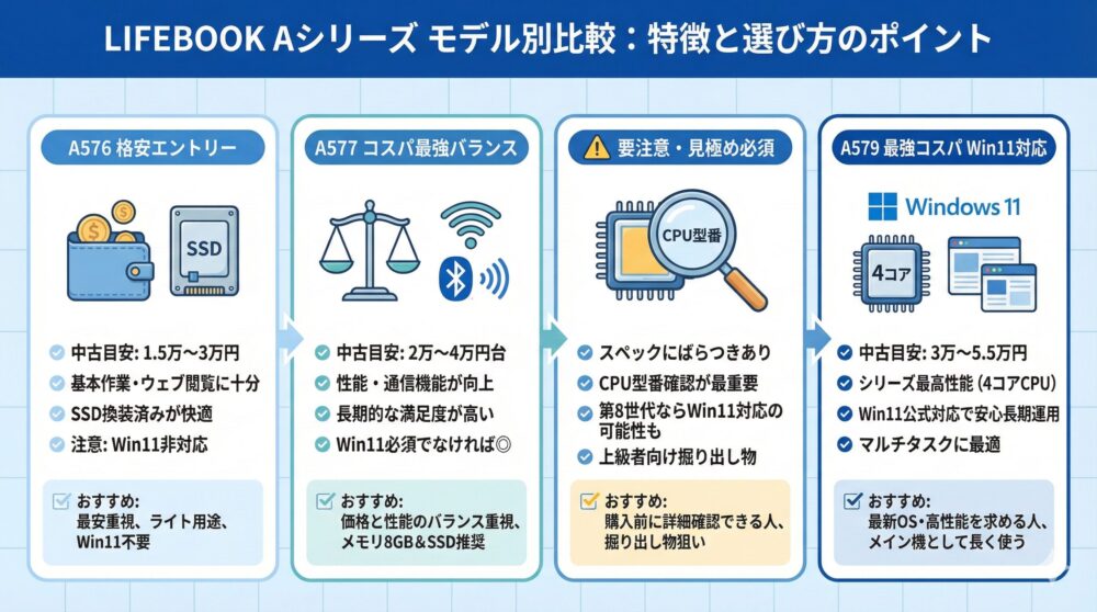 【モデル別比較】A576〜A579の特徴と注意点|おすすめの選び方も解説