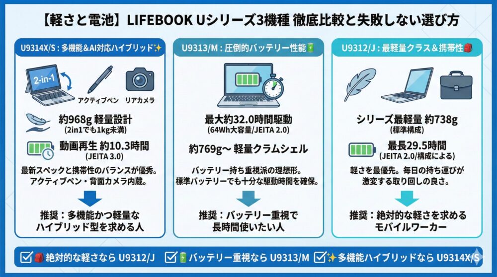 🔋【軽さと電池】出張/外出先で後悔しない最適モデルの選び方を解説