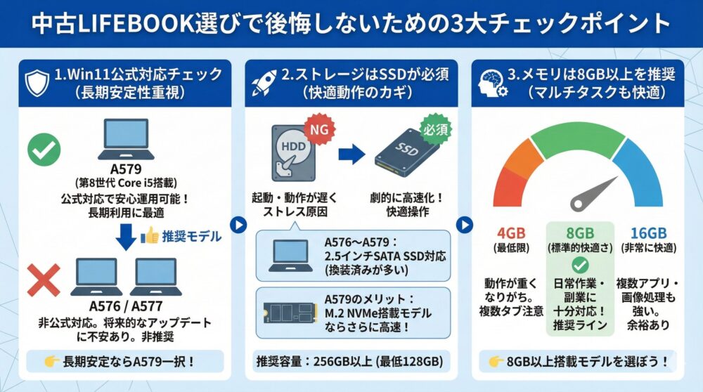 【購入前に必読】中古LIFEBOOK選びで後悔しないための3大チェック