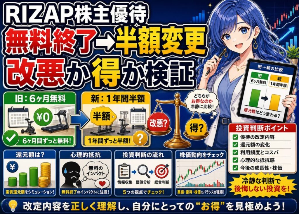 【2025年最新】RIZAP株主優待は改悪？半額変更の理由と影響