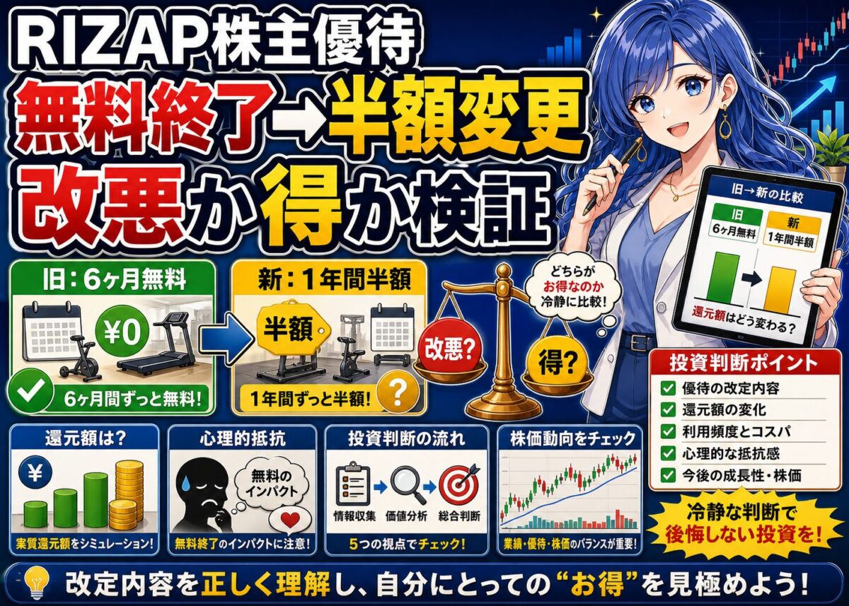 【2025年最新】RIZAP株主優待は改悪？半額変更の理由と影響