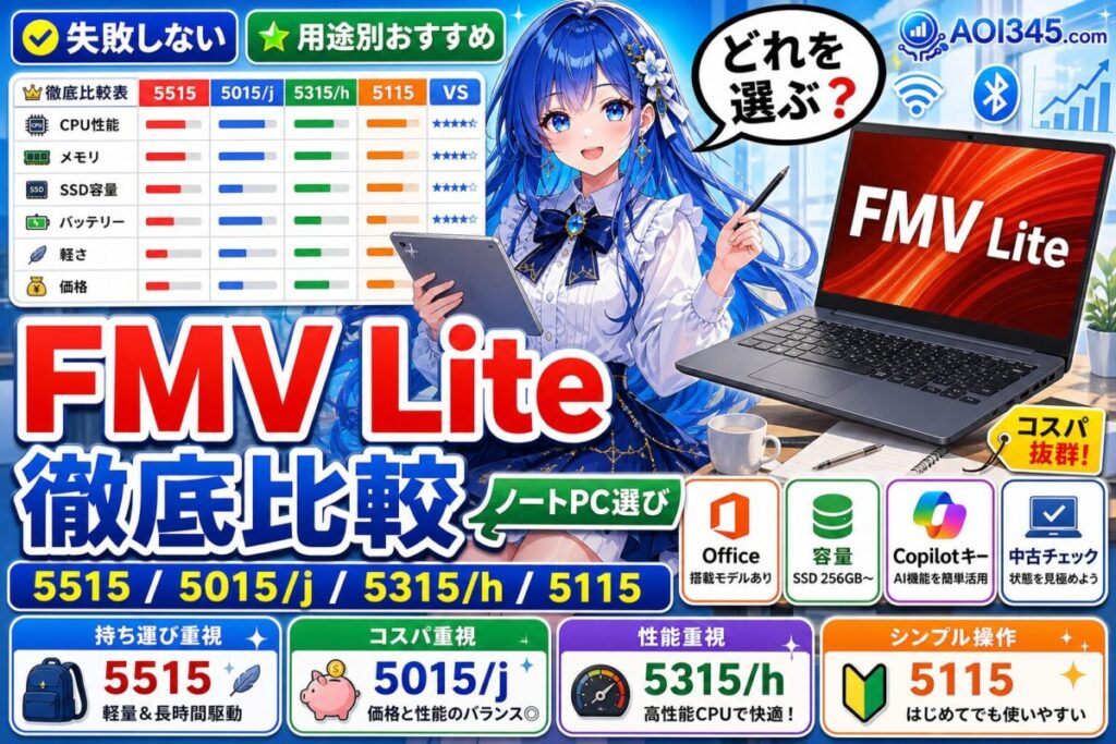 【スペック比較】富士通 FMV Lite 5515/5015/5315/5115の違い