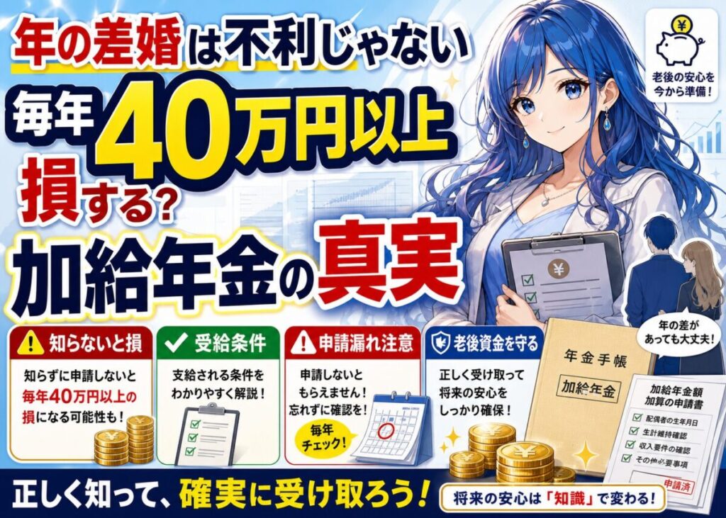 💰【年の差婚は不利じゃない】知らないと毎年40万円以上損する加給年金の真実