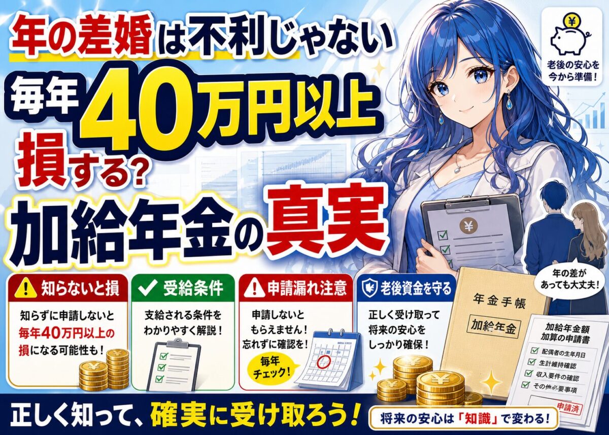 💰【年の差婚は不利じゃない】知らないと毎年40万円以上損する加給年金の真実