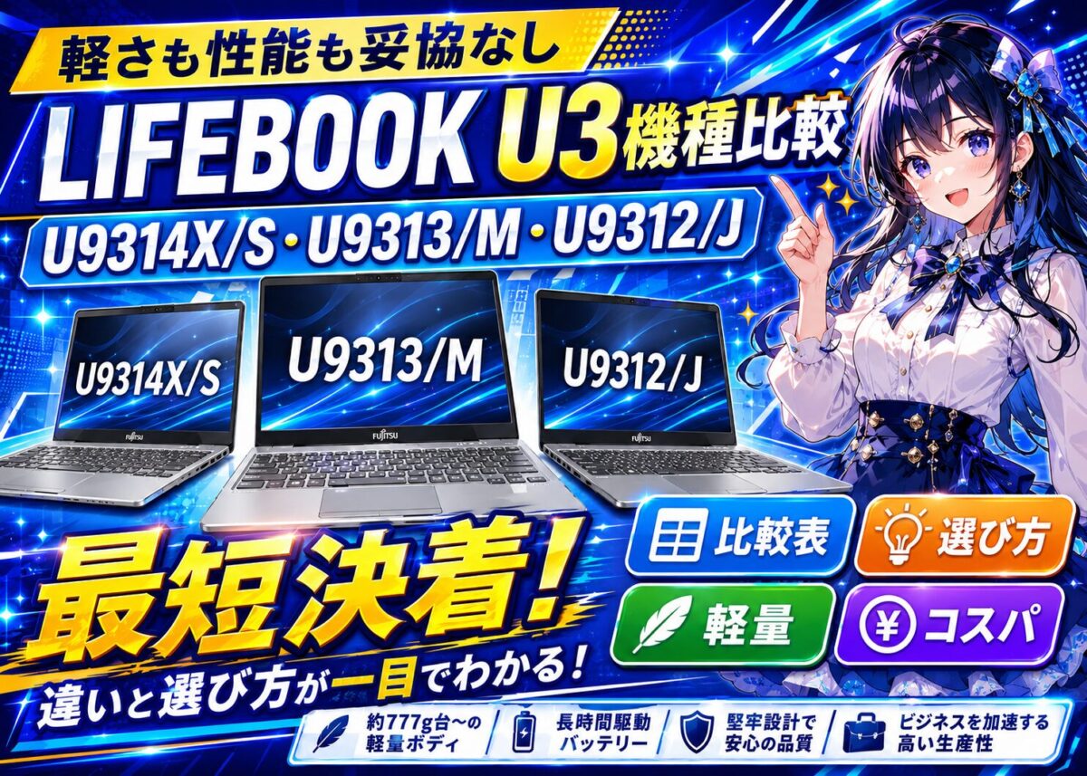 【仕様比較表】LIFEBOOK U9314X/S U9313/M U9312/Jの違い