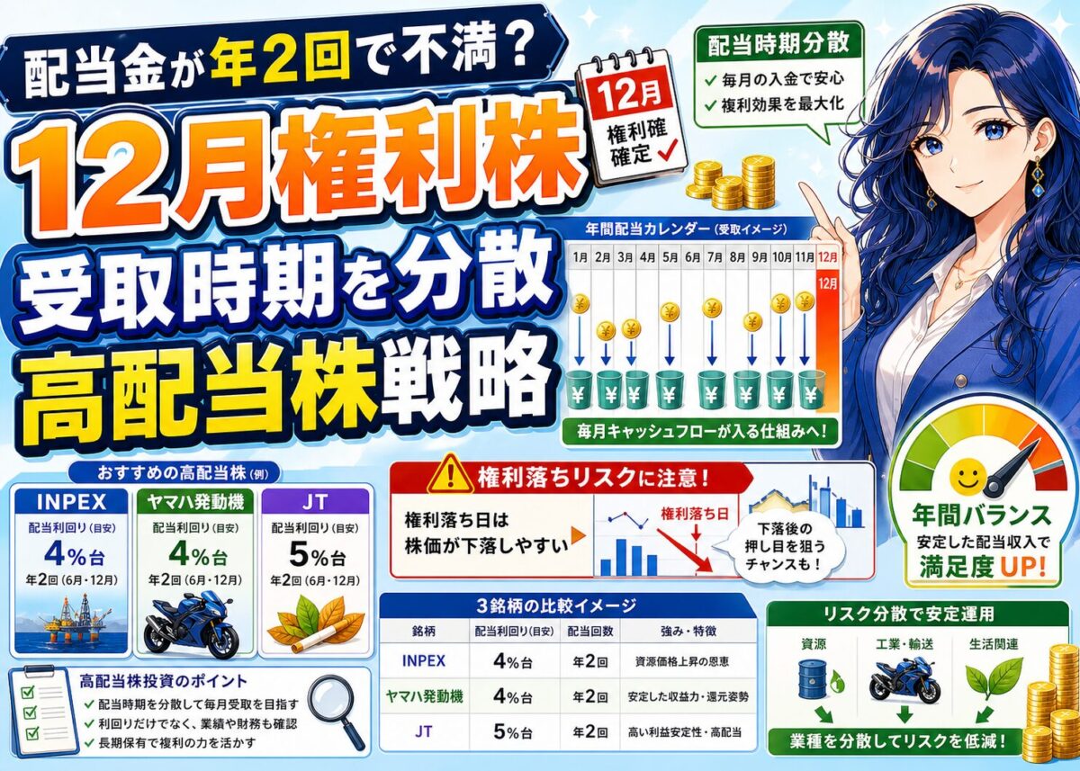 【時期分散】高配当12月決算 INPEX/ヤマハ/JT(2025年5月9日)