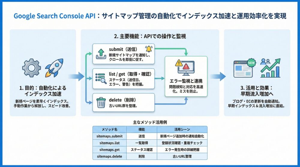 【サイトマップ】APIで送信/取得/削除を自動化し更新通知を効率化🔁
