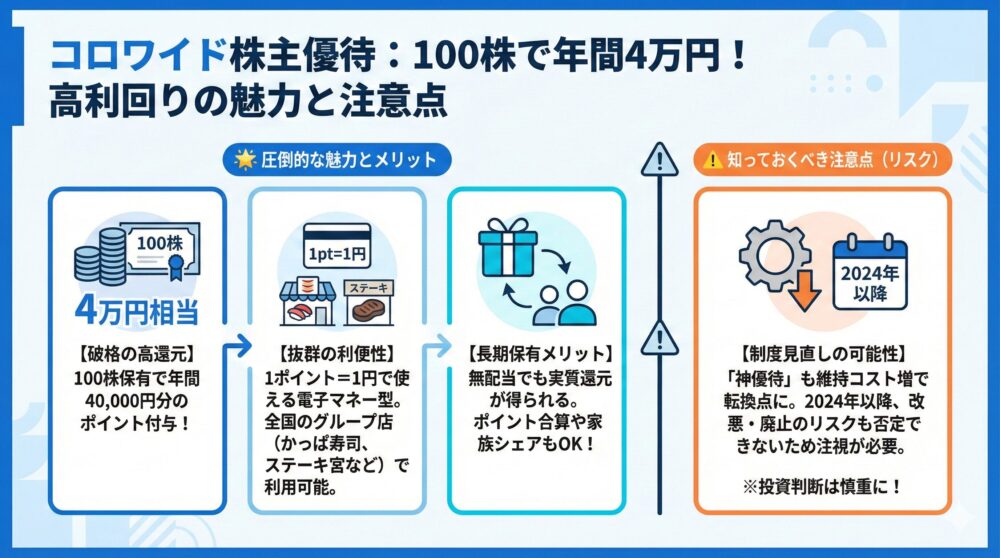 【コロワイド優待】100株4万円の仕組みを解説/高利回りの魅力と注意点🍣