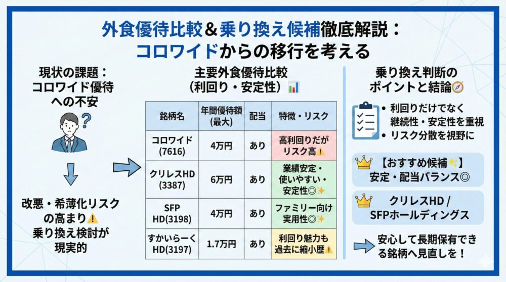 【優待比較】外食優待のおすすめ3選/乗り換え候補を徹底解説🍽️