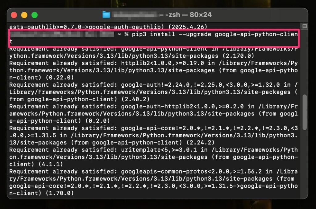 pip3 install --upgrade google-api-python-client