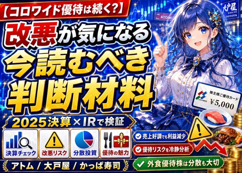 【改悪リスク】コロワイド株主優待は廃止？2025年の決算分析