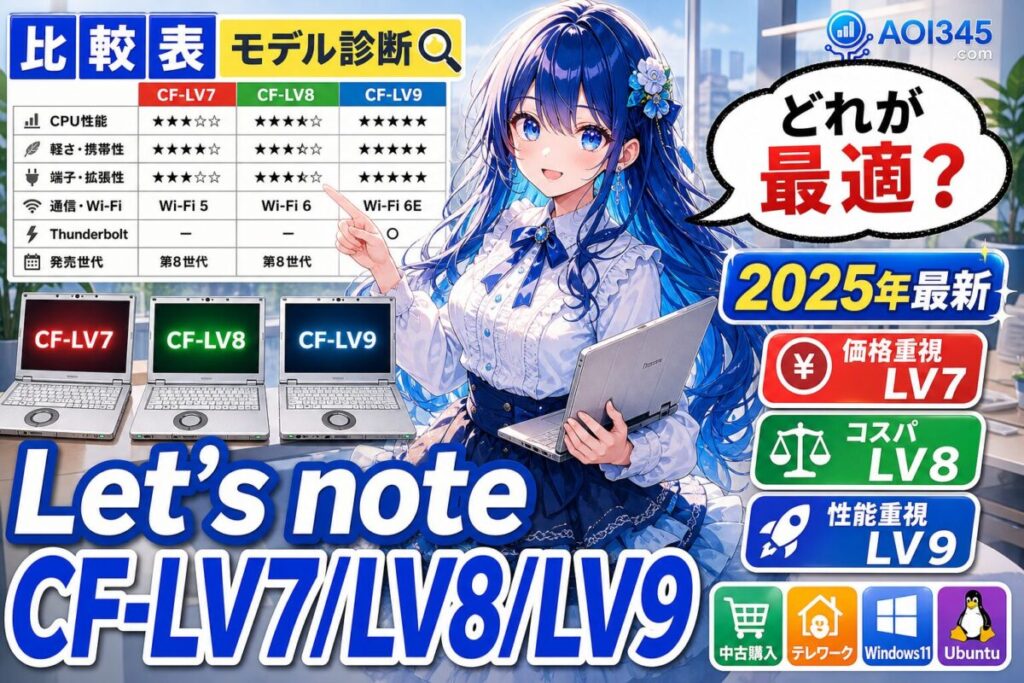【スペック比較表】超軽量！Let's note CF-LV7/LV8/LV9の違い