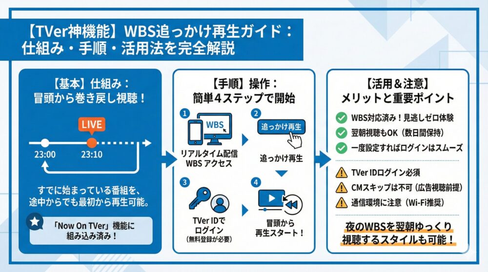 【追っかけ再生】WBSを冒頭から見られるTVerの神機能を解説📺