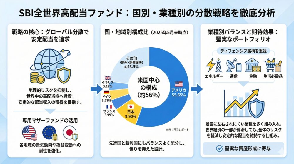 🌍 SBI全世界高配当ファンドの構成比を徹底分析｜国別・業種別の分散戦略